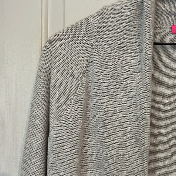 Lilly Pulitzer | Tatum Cardigan Sweater Heather Grey Metallic Fringe Tassel Med - Picture 3 of 9